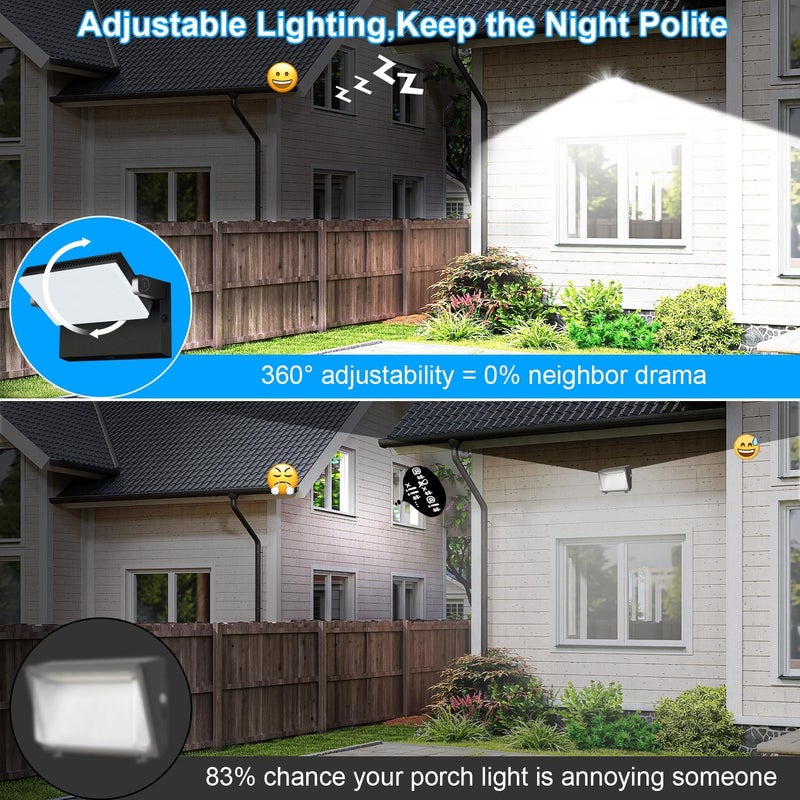 LEDMO 150W LED Outdoor Wall Pack Light with Dusk to Down Photocell 360° Rotatable Head Commercial Security Light 21000lm IP68 5000k Floodlight Fixtures for Yard Building Barn Warehouse Shop - Image 2